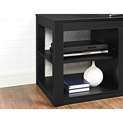 Ameriwood Home Parsons TV Stand with Fireplace, 65", Black - Thumbnail 3