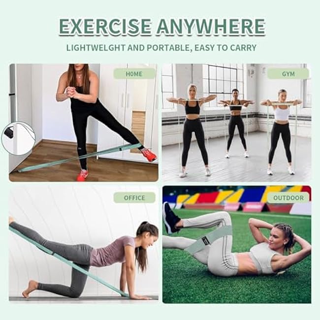 Wide Fabric Resistance Bands Set for Working Out, Non-Slip Exercise Booty Bands for Women & Men Leg and Glutes with Hair Ties and Tape Measure - for Home Gym Workout, Yoga, Pilates