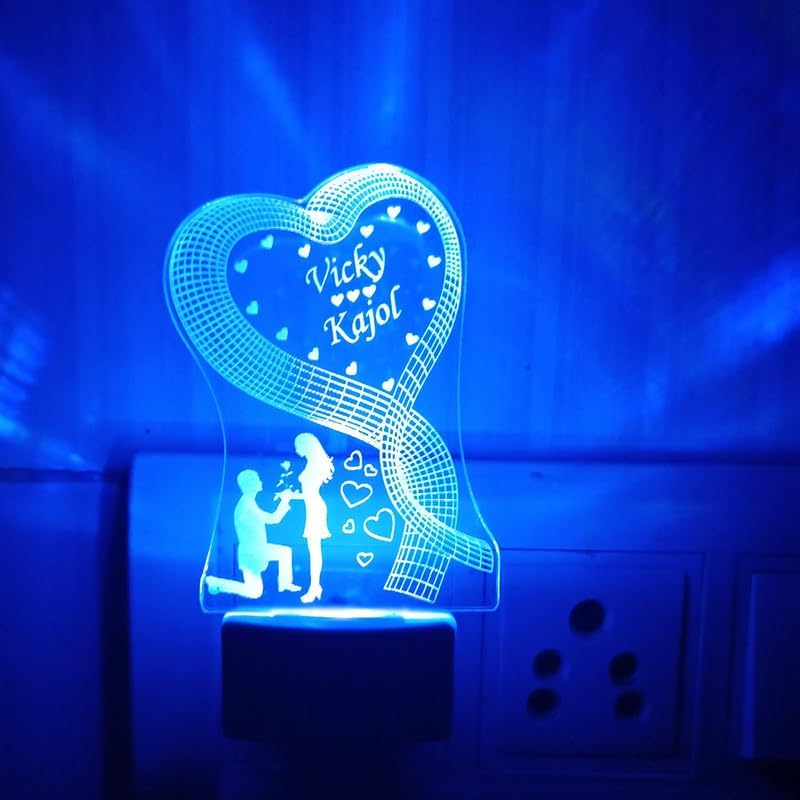 DIONA Night Lamp Personalised 7 Colour Changing 3D Illusion LED Night Light | Customized Name and Tagline Best Gift for Wedding Anniversary Birthday Valentines Day & Couples