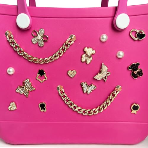 Image of Charms for Bogg Bag,Pearls,Butterfly Flowers and Chain for Bogg Bag Accessories Charms(20 pcs)