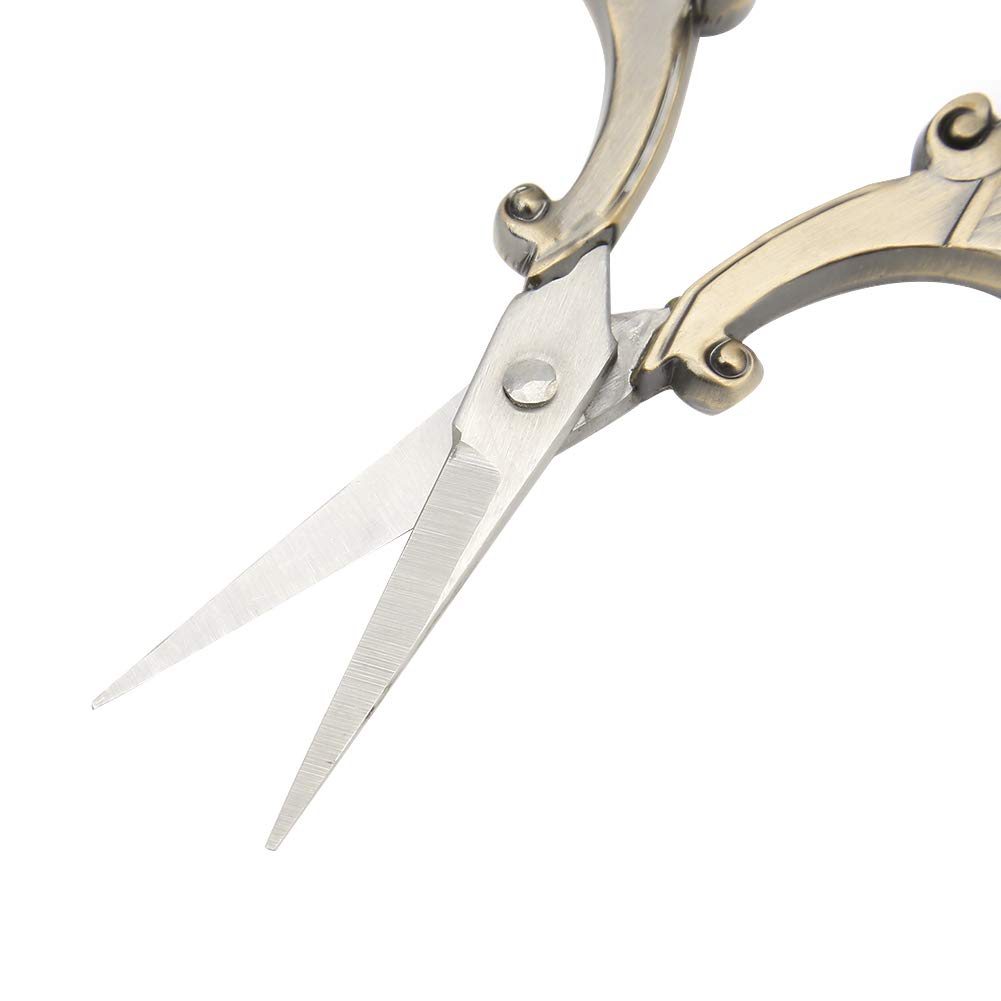 HEEPDD Forbici Vintage, Forbice affilata a Punto Croce retrò Europea per sarta Cucito Cucito Tessuto Artigianale Uso Quotidiano(Bronzo