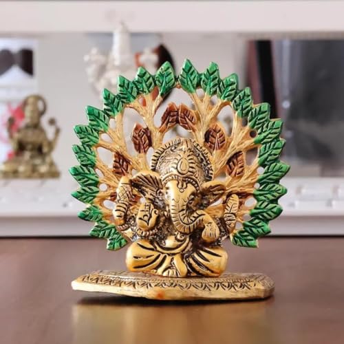 Image of KridayKraft Elegant Mini Ganesh Murti - Divine Lord Ganesh Idol for Home & Office Decor, Intricately Designed Pooja Statue & Spiritual Showpiece for Living Room, Bedroom, Temple (Golden)