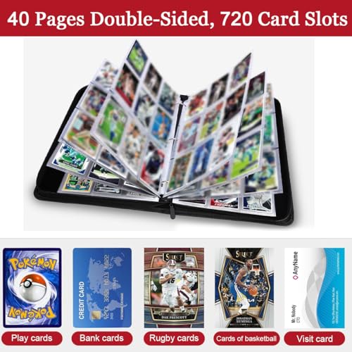 Image of PATPAT 720 Pockets Soccer Card Binder Autographed Cards Storage Bag Fashion Waterproof Printed PU Cover Zipper Card Organzier Holder Multi Purpose Card Organizer Bag for Collectible Cards