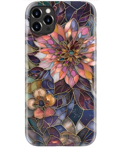 Image of Goodon for iPhone 12 Pro Max Case Cute - Wireless Charging Compatible - Dual-Layer Hard Shell + Silicone Cover - Protective Phone Case with Trendy Designs for Women - Blooming Purple Flower