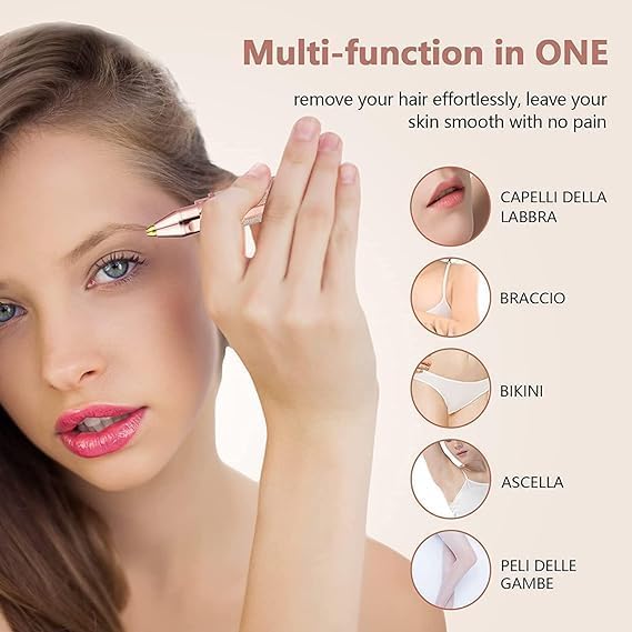 Image of 2-In-1 Rechargeable Eyebrow Trimmer, Epilator For Women, Facial Hair Removal Machine For Women,Face, Lips, Nose Hair Remover Trimmer With Light(Rainbow Color), Multicolour