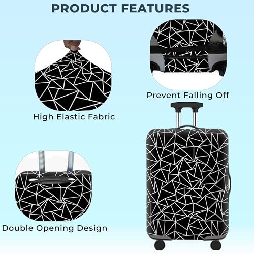 Image of Kraptick Printed Luggage Cover-Suitcase Cover with Double Opening Design, Travel Suitcase Cover for Protection, Protective Elastic Trolley Cover, Cover Bag with Geometric Printed Design (26-28 Inch)