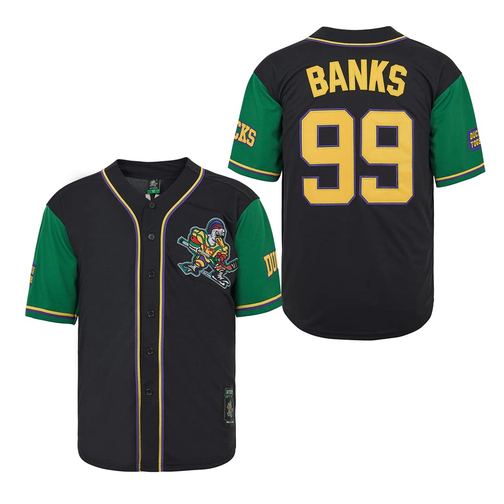 D-5Mighty Ducks Baseball Jersey #96 Conway #99 Banks Jersey,Movie Baseball Jersey for Men