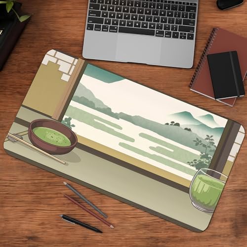 Image of Ancient Tea Premium Desk Mat | Anti-Skid | Anti-Slip | 80 x 30 cm | Laptop Mat for Work from Home /Office /Gaming- Extended Mouse pad and Keyboard Desk mat
