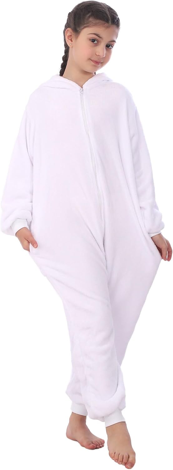 Flannel Animal Onesie Costume One Piece Kids Adults Cosplay for Halloween Easter Boys Girls Womens Polar Bear - Image 7