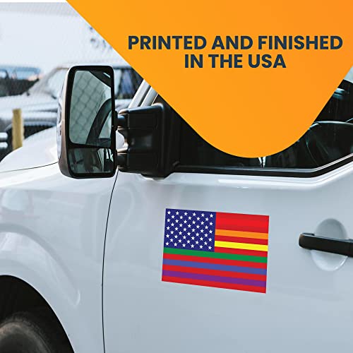 Image of Magnet Me Up Gay Pride LGTBQ Rainbow American Flag Car Magnetic Decal, 5x8 Inches, Heavy Duty Automotive Vinyl Magnet for Car, Truck, SUV, in Support of LGBTQ, Fade Resistant