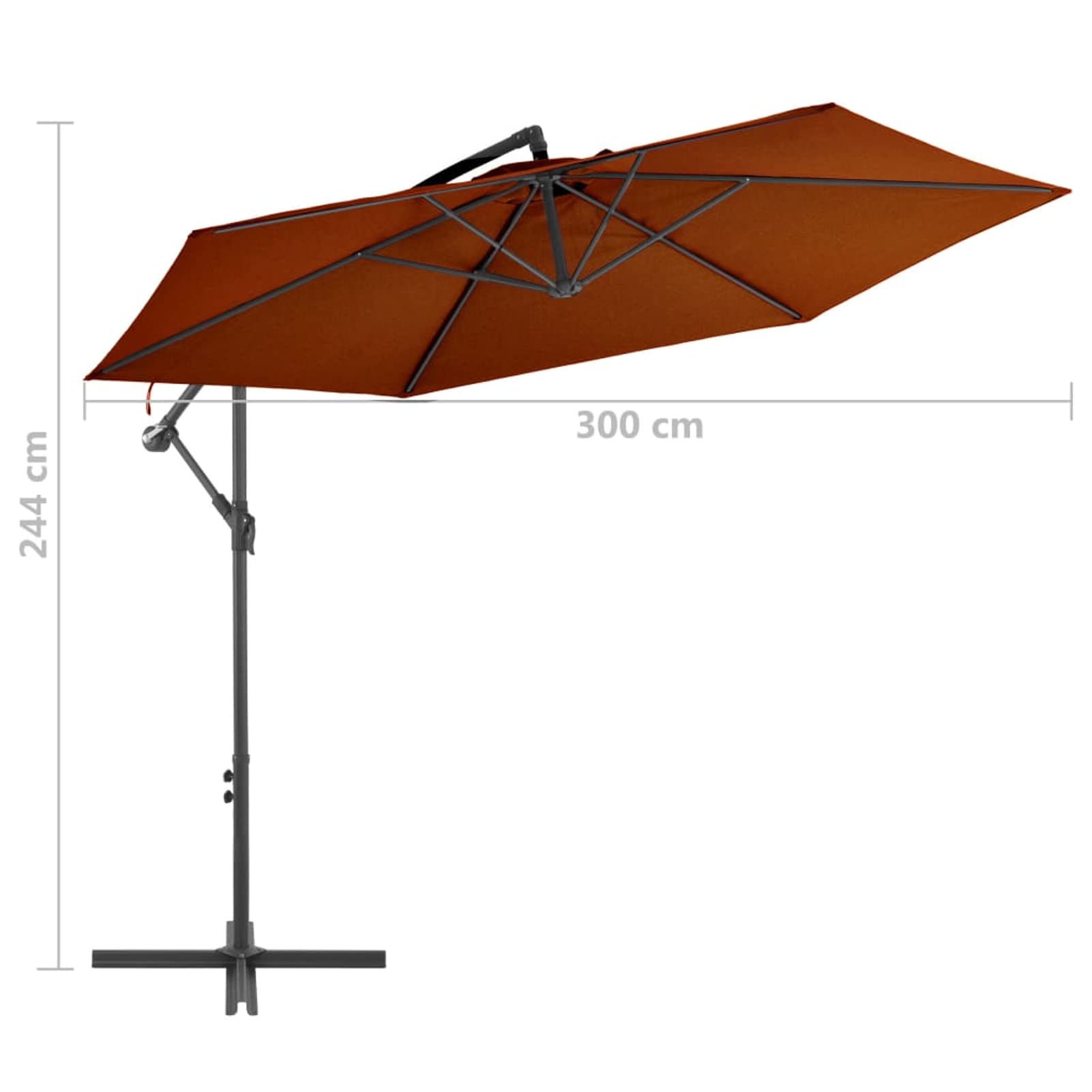 Homgoday Sombrilla jardín voladiza con Palo de Aluminio Terracota 300 cm Sombrilla de Jardín,Protección UV Sombrilla Jardín Grande Orientable Jardín Parasol