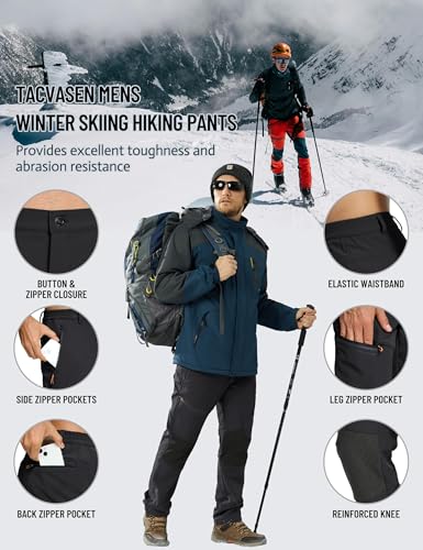 TACVASEN Men's Waterproof Trousers Outdoor Hiking Work Trousers with Zip Pockets (No Belt) - Image 6