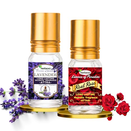 Image of Lavender Attar & Rose Attar Combo | Pure Natural Ittar /Itra | Long Lasting Perfume Oils | Alcohol-Free | 6ml x 2 Roll-On Bottles for Men & Women