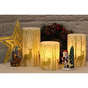 GenSwin Flickering Flameless Candles Battery Operated with 6 Hours Timer, Real Wax Led Pillar Candles Deer Decal Warm Light, Pack of 3 Christmas Home Decor GenSwin Flickering Flameless Candles Battery Operated with 6 Hours Timer Real Wax Led Pillar Candles Deer Decal Warm Light Pack of 3 Christmas Home Decor