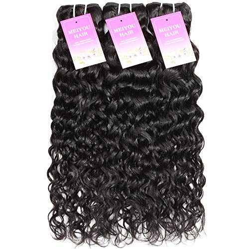 Water Wave 3 Bundles (10" 12" 14") Brazilian Human Hair 8A Unprocessed Wet and Wavy Bundles Virgin Hair Weave Natural Black Color