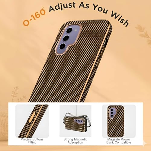 Image of AIBEX Aramid Fiber Mag-Saf Case Compatible for Samsung S23 | Slim Protective Back Cover with Built-in Magnets | Wireless Charging Support | Camera Ring Stand | Shockproof with Air Guard Corners