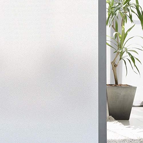 Zindoo Frosted Privacy Window Film Self Adhesive Opaque Stained Glass Window Film Anti-UV Vinyl Bathroom Window Clings Window Stickers 44.55CMX200CM