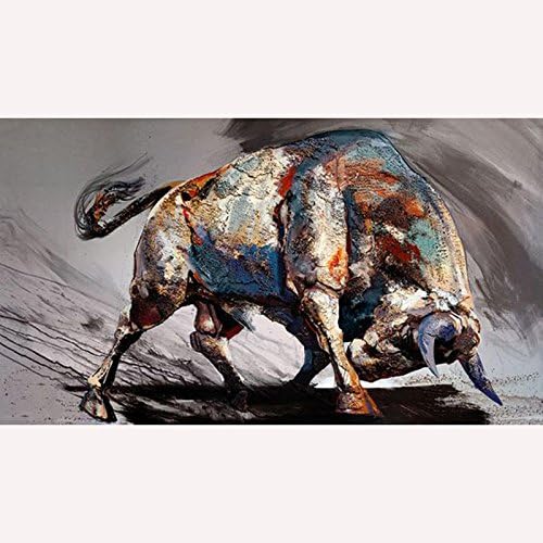 Hand-Painted Graphics Modern Wall Art On Canvas Animal Oil Painting Bull Run Supply High Thunder Marcia Baldwin Pictures Room Decor 40x80inch/100x200cm No Frame No Stretched