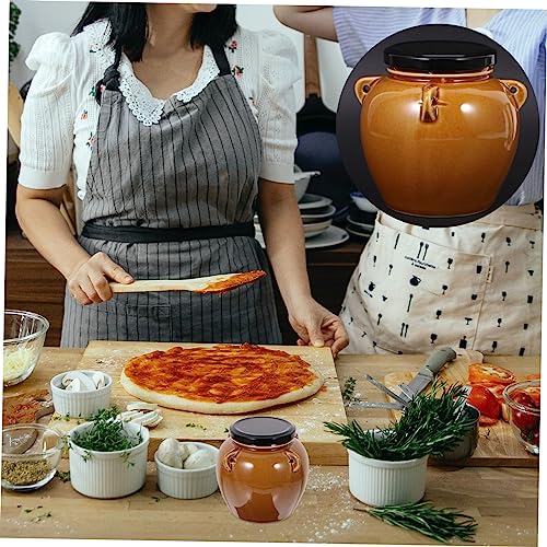 UPKOCH 1 Peça Jarra De Cerâmica Kimchi Potes De Fermentação De Cerâmica Terrário De Vidro Com Tampa