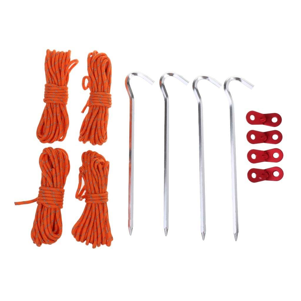 Tent Accessories Set Reflective Rope/Tent Pegs/Guy Line Tensioner w/ | Sporting Goods | Outdoor Sports | 4 x Reflective Rope 4 x Tent Pegs 4 x Guy Line Tensioner 1 x Storage-image-13