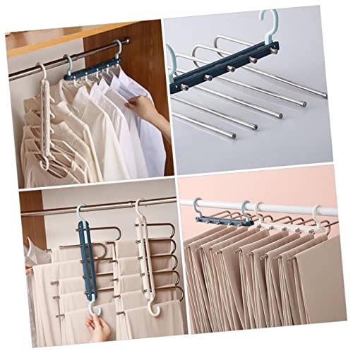 Cintre à pantalons extensible en acier bleu pour optimiser le dressing