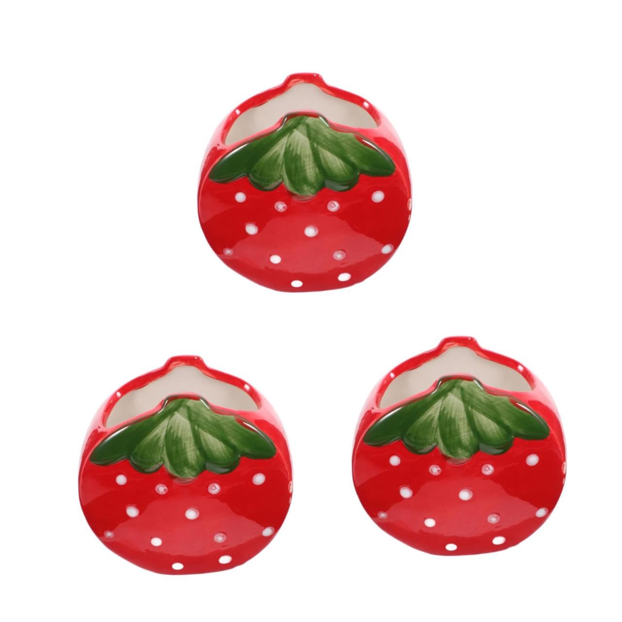 HOMSFOU 3 Pezzi Portapenne Alla Fragola Porta Di Penna Alla Moda Porta Penne Per Pennelli Da Trucco Portapenne Da Scrivania Portamatite Da Scrivania Supporto a Matita Rosso