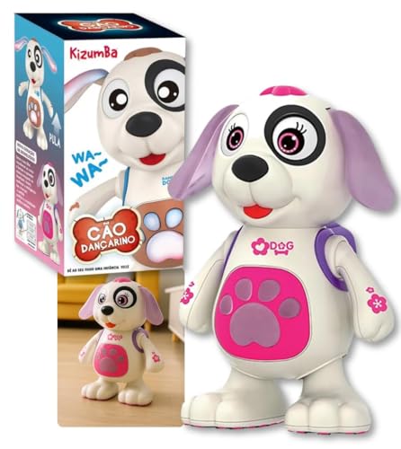 Cachorro Robô Boneco Dançarino Movimento Mexe Com Som E Luz Dança Brinquedo Menino Menina Kizumba (Rosa)