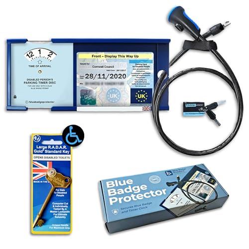 Anti Theft Disabled Blue Badge Holder Lock Security Device for Car with Timer Clock & Radar Key for Disabled Toilets Access - Disability Parking & Toilet Access Secure Wallet