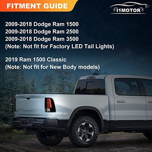 I1Motor L: CH2818124; R: CH2819124 Full Led Tail Lights For 2009-2018 Dodge Ram 1500 2500 3500 Taillights Car Rear Sequential Drl Turn Signal Light Automotive Brake Lamps Assembly Replacement Driver Passenger Side Glossy Black thumb #8