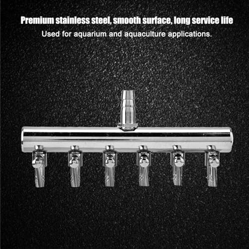 Image of 6 Way Aquarium Air Valve 8mm Turn to 4mm Flowair Splitter | Stainless Steel Aquarium Gang Valve for Air Pumps and Carbon Dioxide Equipment Shunt