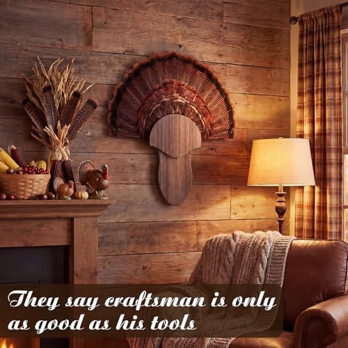 Bucherry Turkey Fan Mounting Kit with Beard Plate for Hanging Turkey Tail, Feather, Beard, Wall Mounted Hunting Accessories for Mounts(14.5 Inch,Grey,Walnut Wood) by Bucherry - Image 7