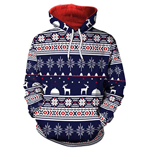 Relaxbx Unisex Ugly Christmas Sweatshirt Hoodie Lustiger bedruckter Pullover mit Kapuze und großen Taschen Cover