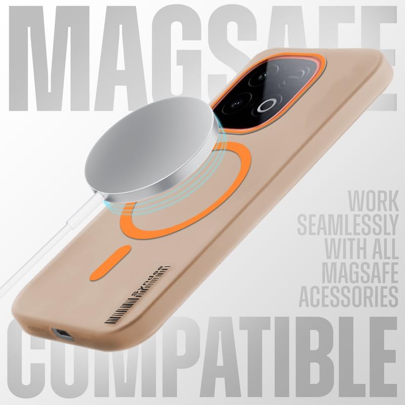 Image of Mr. Case Back Cover for iQOO Neo 10 5G Sleek Frosted Translucent Back Only Compatible with Wireless Magnetic Accessories | Anti-Scratch Shockproof Phone Case - Orange