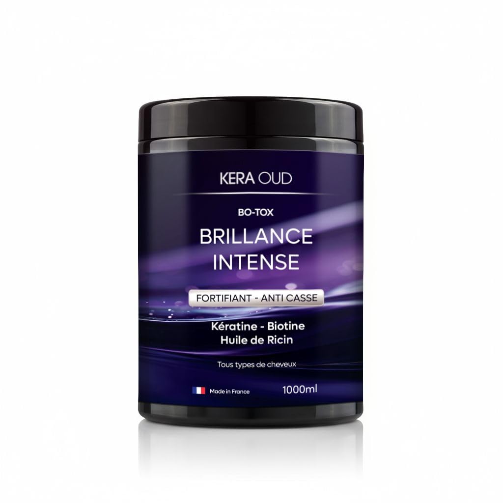 BO-TX-Masque Capillaire Professionnel sans Formol I Biotine, Huile de Ricin & Kératine I Réparation Intense, Anti-Chute & Brillance – Tous Types de Cheveux – 1000 ml – Made in France