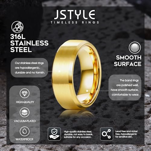 Jstyle Gold Wedding Band for Men Stainless Steel Ring Band Size 11 by Jstyle - Used condition - Image 2