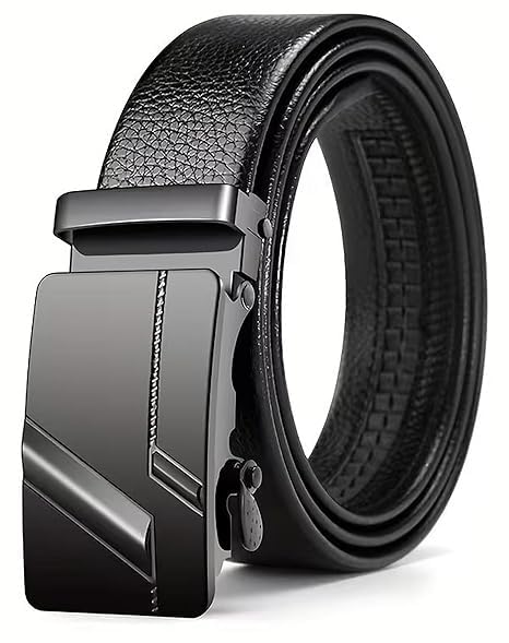 napa hide Men’s Auto Lock Vegan Leather Belt | Stylish Adjustable Buckle Belt for Formal & Casual Wear I Fits upto 40 Inches Waist size (Midnight Black)-picture-47