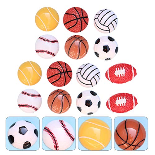 STOBOK 14Pcs Esporte Voleibol Encantos Bola De Tênis De Futebol Basquete Beisebol Esferas de Resina