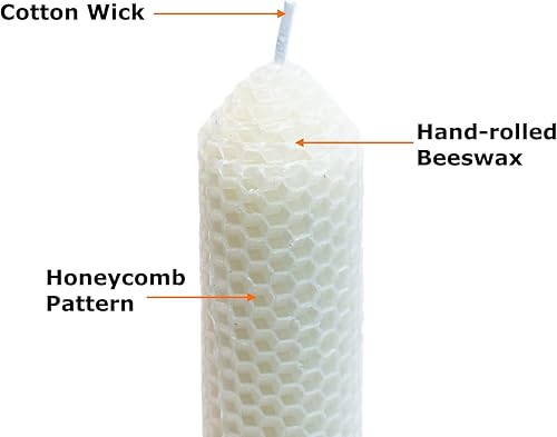 Miniatura 9 de Velas de pilar de cera de abeja 100% natural (6 x 1.25-1.5 pulgadas). Candelabro sin perfume con patrón de panal para decoración de centro de mesa.