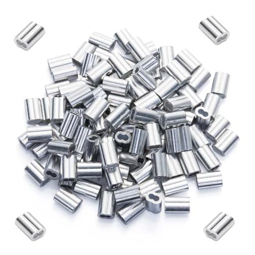 50 Pezzi 4mm Manicotti Alluminio Per Cavo, Manicotto Cane Morsetti Per Funi In Alluminio, Morsetto Maniche Per Cavo, Per Il Fissaggio Di Corde, Catene Per Cani