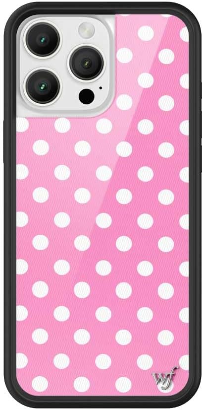 Wildflower Cases - Pink Polka Dot, Compatible with Apple iPhone 16 Pro Max | Bright Spotted White Aesthetic Cute Trendy - Protective Black Bumper, 4ft Drop Test Certified, Women Owned Small Business