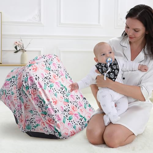 Image of Little Tots Baby Car Seat Canopy Cover, Breathable Sun Shade, Full Privacy for Newborns & Infants, Universal Fit for Boys & Girls