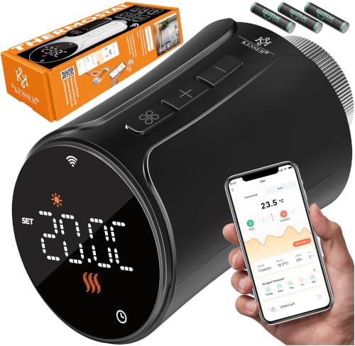 KESSER® Heizkörperthermostat WiFi Heizungsregler | Heizungsthermostat WLAN mit Smart Home App Steuerung | Thermostat Alexa, Google Assistant mit 6 Heizkörperventilen | Energie & Kosten sparen