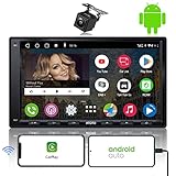 ATOTO A6 PF 7-Zoll- Doppel-DIN-Autoradio, kabellos CarPlay und Android Auto, Android-In-Dash-Navigation, Dual BT, WiFi/BT/USB-Tethering-Internet, 2G+32GB, HD-LRV-Eingang mit Rückfahrkamera, Mikrofon