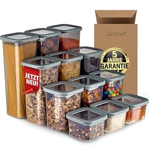 Qoona Luftdichte Vorratsdosen 12er-Set Anthrazit