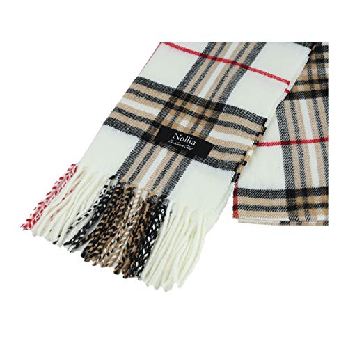 Image of Nollia Plaid Fall /Winter Scarf for Men & Women-Plaid Color Cashmere Feels Acrylic Scarves
