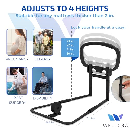 Sturdy Bed Rails for Elderly Adults Safety - Foldable & Adjustable Bed Rail - Supports up to 330lbs - Fit King, Queen, Full, Twin - Bed Guard Rail for Seniors WELLORA - Image 6