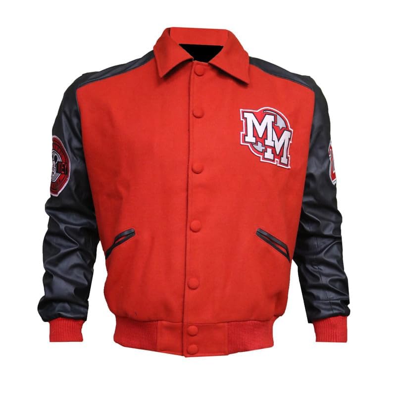 Mickeey-Mouse Jacket - Wool And Faux/Synthertic Leather Red And Black Varsity Jacket For Men3