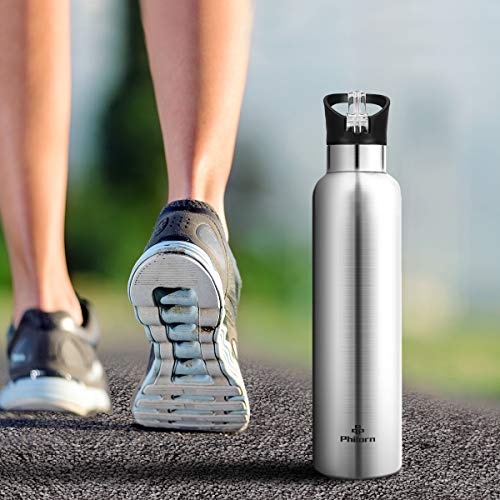 Philorn Botellas para beber Termos de 1000 ml Termos de acero inoxidable Termo de vacío Botellas de agua aisladas de… - Imagen 7