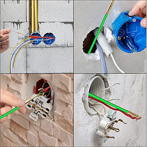 21 Feet Fiberglass Fish Tape Cable Rods, Electrical Wire Running Pull/Push Kit With Hook And Hole Kit Glow Rod, Hook Hole, Green #TOP6