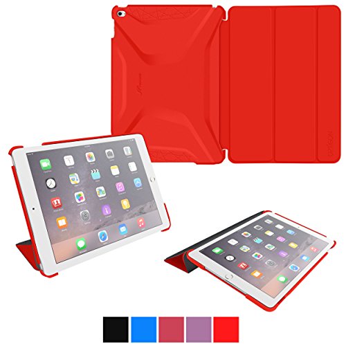 rooCASE iPad Air 2 Case - Optigon 3D iPad Air 2 Slim Shell Case Smart Cover - with Sleep/Wake Function [Features Landscape and Typing Stand] for Apple iPad 6 Air 2, Red (Will NOT fit New iPad 2017)
